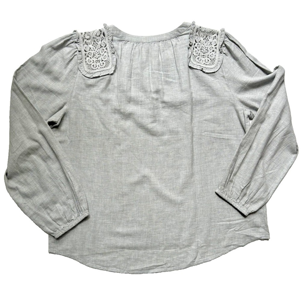 NWT Loft Lace Accent Embellished Boho Effortless Gray Size L - Picture 7 of 9